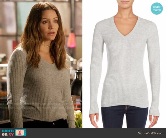 Vince Skinny Ribbed V-neck Sweater worn by Paige Dineen (Katharine McPhee) on Scorpion