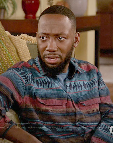 Winston's blue and red patterned shirt on New Girl