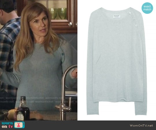 Zadig & Voltaire My Creation Reglis Sweater in Aqua worn by Rayna Jaymes (Connie Britton) on Nashville