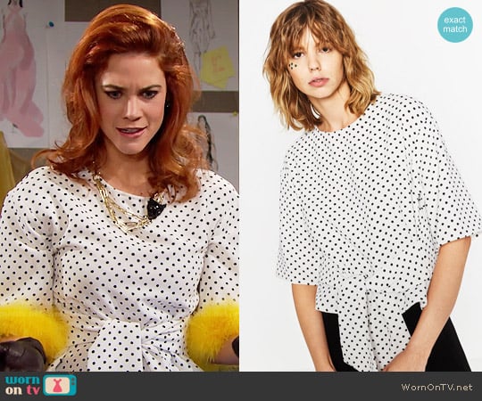 Zara Polka Dot Top worn by Sally Spectra (Courtney Hope) on The Bold and the Beautiful