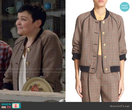 3.1 Phillip Lim Plaid Wool Bomber Jacket worn by Mary Margaret (Ginnifer Goodwin) on Once Upon A Time