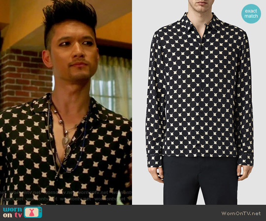 Inkblot Shirt by All Saints worn by Magnus Bane (Harry Shum Jr.) on Shadowhunters