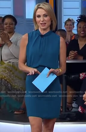 Amy’s blue sleeveless mini dress on Good Morning America