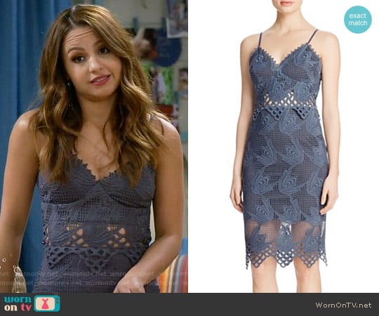 Aqua Lace Cami Dress worn by Sofia Rodriguez (Aimee Carrero) on Young and Hungry