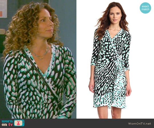 Bcbgmaxazria Quindan Dress in Light Evergreen worn by Anne Milbauer (Meredith Scott Lynn) on Days of our Lives