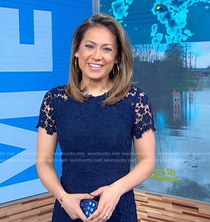 Ginger’s navy floral lace dress on Good Morning America