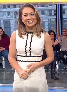 Ginger's white scalloped tweed dress on Good Morning America