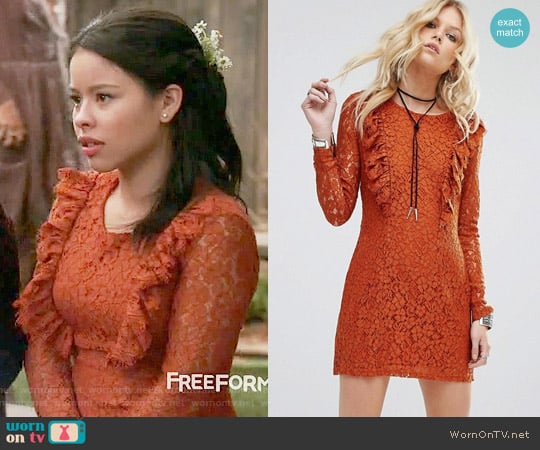 Glamorous Allover Lace Mini Skater Dress worn by Mariana Foster (Cierra Ramirez) on The Fosters