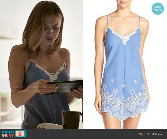 In Bloom by Jonquil Embroidered Cotton Chemise worn by Megan Morrison (Christine Evangelista) on The Arrangement