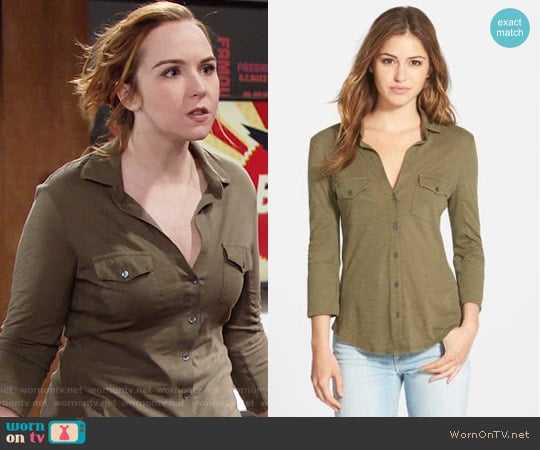 James Perse Sheer Slub Panel Shirt worn by Mariah Copeland (Camryn Grimes) on The Young and the Restless