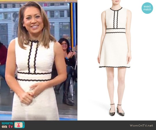 Scallop Trim Tweed Fit & Flare Dress by Kate Spade worn by Ginger Zee on Good Morning America