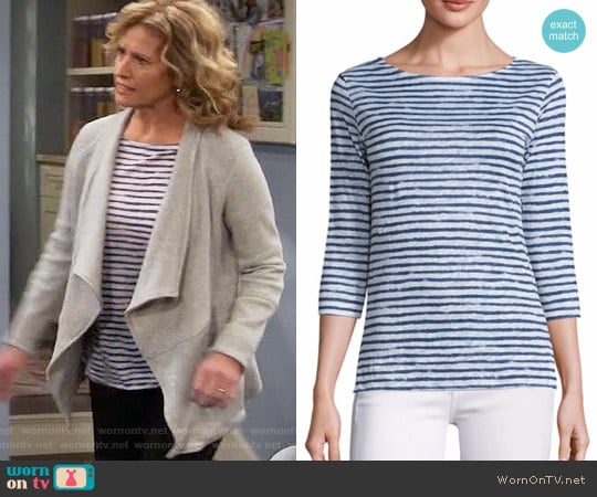 Majestic Filatures Striped Linen Tee worn by Vanessa Baxter (Nancy Travis) on Last Man Standing