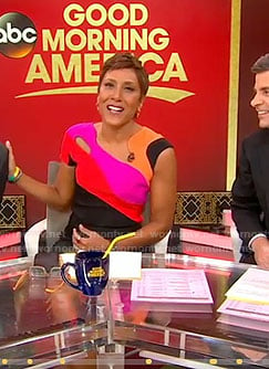 Robin's asymmetric neck dress with cutouts on Good Morning America