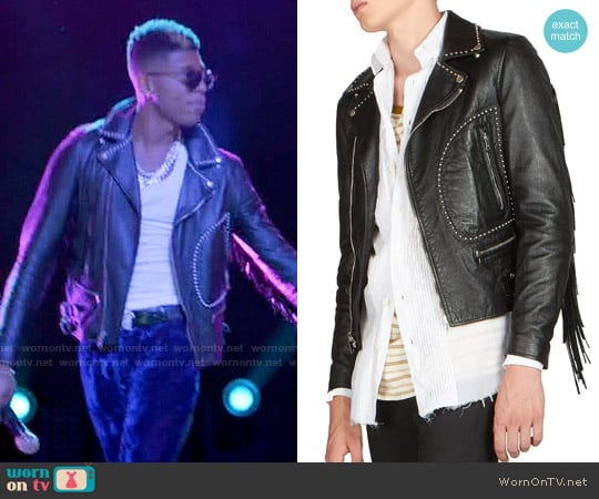 Saint Laurent Fringe Leather Moto Jacket worn by Hakeem Lyon (Bryshere Y. Gray) on Empire