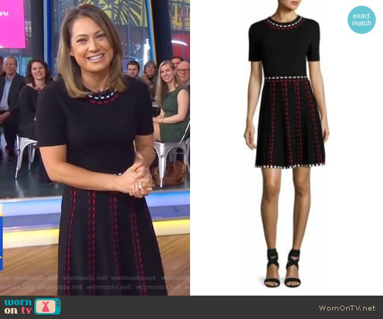 Thompson Short-Sleeve Knit Fit-and-Flare Dress by Shoshanna worn by Ginger Zee on Good Morning America