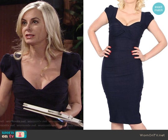 Stop Staring Billion Dollar Baby Dress in Navy worn by Ashley Abbott (Eileen Davidson) on The Young and the Restless