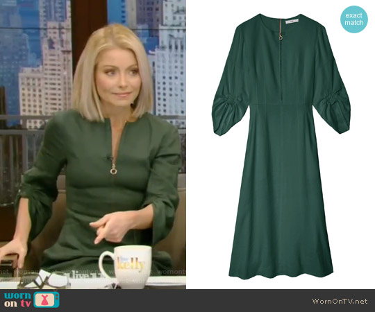 WornOnTV: Kelly’s green zip front dress with gathered sleeves on Live ...