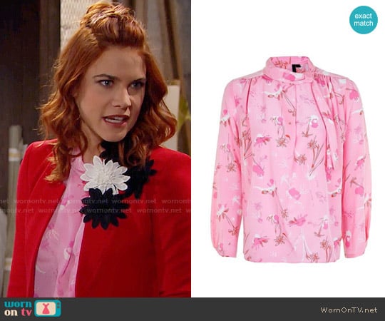 Topshop He Loves Me Not Silk Blouse worn by Sally Spectra (Courtney Hope) on The Bold and the Beautiful