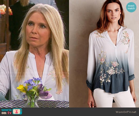 Anthropologie Ombre Garden Peasant Top worn by Jennifer Horton (Melissa Reeves) on Days of our Lives