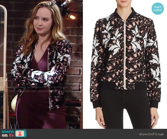 Aqua Lace Bomber Jacket worn by Mariah Copeland (Camryn Grimes) on The Young and the Restless