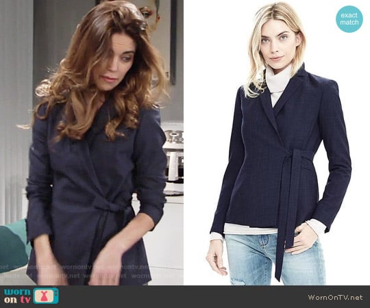 Banana Republic Lightweight Wool Wrapped Blazer worn by Victoria Newman (Amelia Heinle) on The Young and the Restless