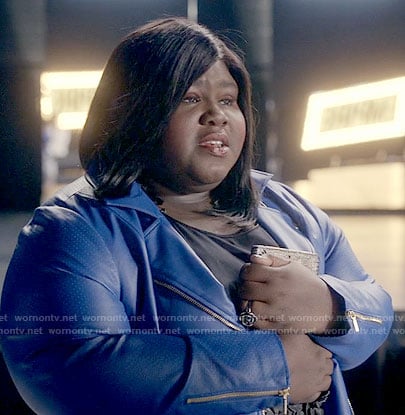 Becky's blue leather jacket on Empire