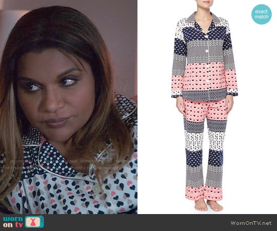 BedHead Classic PJ Set in Hearts Galore worn by Mindy Lahiri (Mindy Kaling) on The Mindy Project