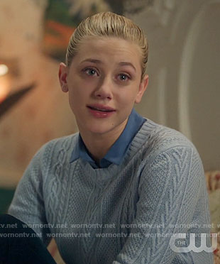 Betty's blue cable knit sweater on Riverdale