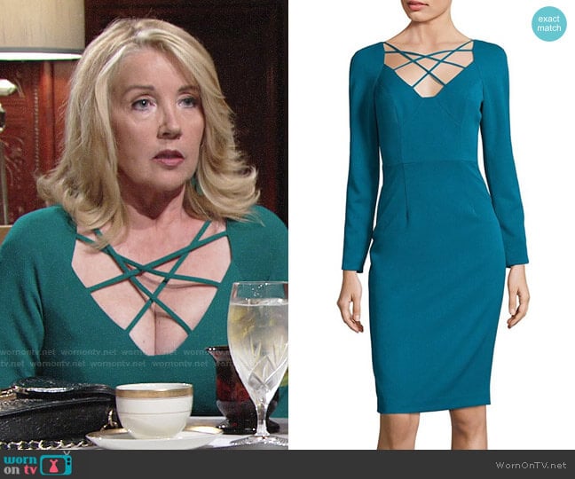 Black Halo Masca Dress in Jade worn by Nikki Reed Newman (Melody Thomas-Scott) on The Young and the Restless