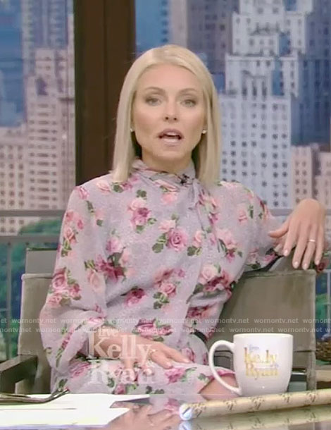 Kelly's blue floral dress on Live with Kelly