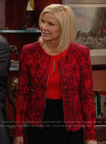 Brooke’s red printed jacket on The Bold and the Beautiful