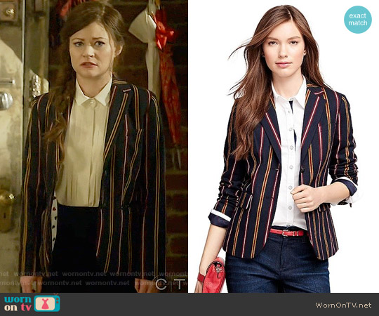 Brooks Brothers Wool Twill Blazer worn by Belle (Emilie de Ravin) on Once Upon A Time