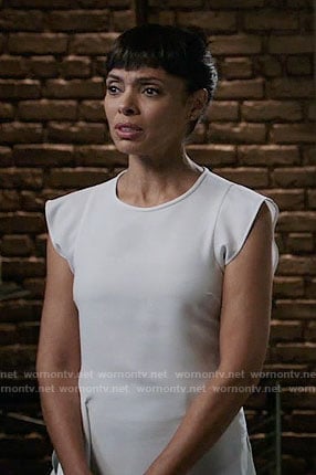 Bones: Season 10 Episode 11 Camille's Black Wrap Neck Top