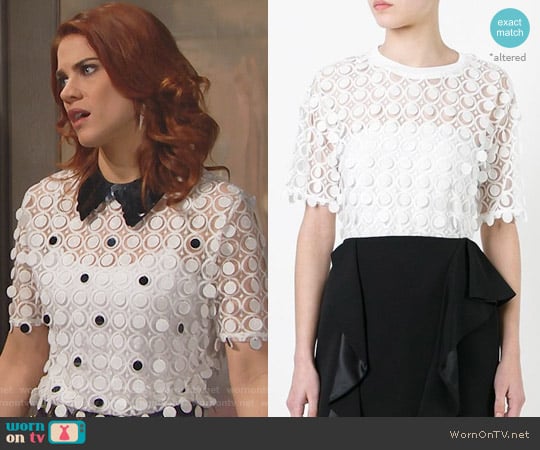 Carven Lace Detail Blouse worn by Sally Spectra (Courtney Hope) on The Bold and the Beautiful