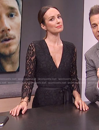 Catt Sadler’s black lace v-neck jumpsuit on E! News