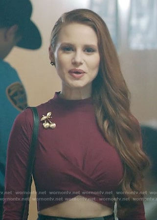 Cheryl’s burgundy crop top on Riverdale