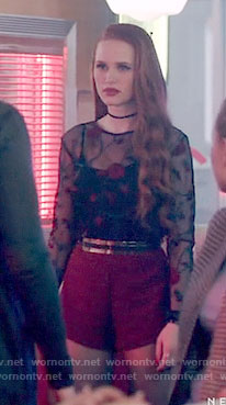 Cheryl’s sheer floral embroidered top on Riverdale