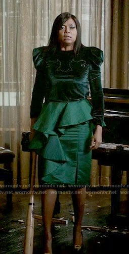 Cookie's green velvet top and ruffled skirt on Empire