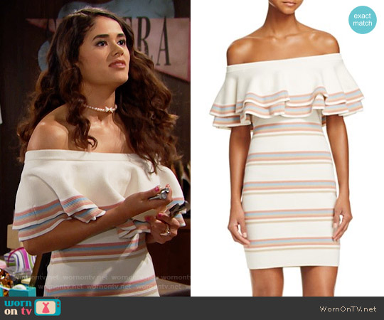 Endless Rose Off-The-Shoulder Fitted Knit Dress worn by Darlita (Danube Hermosillo) on The Bold & the Beautiful