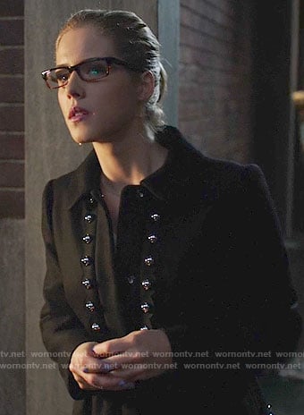 Felicity's black studded coat on Arrow