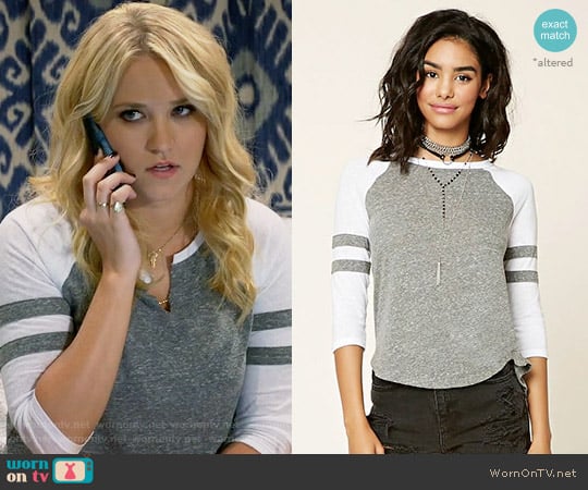 Forever 21 Slub Knit Baseball Tee worn by Gabi Diamond (Emily Osment) on Young and Hungry