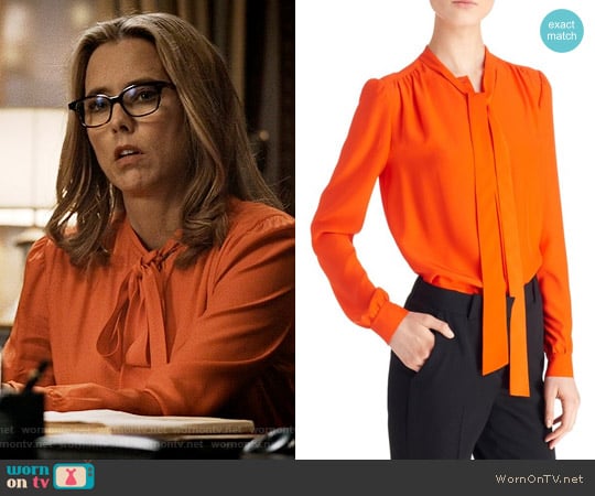 Wornontv Elizabeths Orange Tie Neck Blouse On Madam Secretary Téa Leoni Clothes And