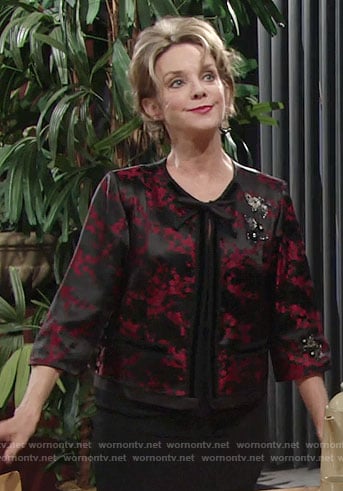 Gloria's black and red floral jacket on The Young and the Restless