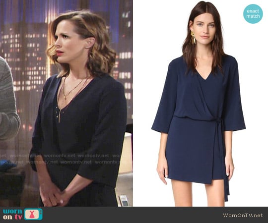 Halston Heritage V Neck Dress with Overlay & Ties worn by Chelsea Lawson (Melissa Claire Egan) on The Young and the Restless