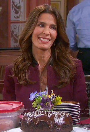 Hope’s burgundy blazer with black collar on Days of our Lives