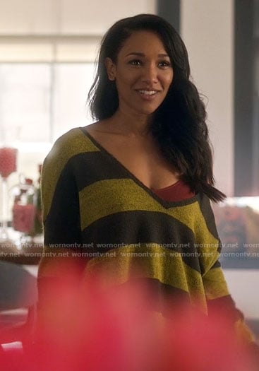 Iris’s yellow and black striped sweater on The Flash