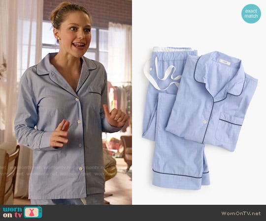 J. Crew Vintage Pajama Set in Hydrangea worn by Kara Danvers (Melissa Benoist) on Supergirl