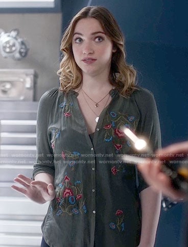Jesse's embroidered top on The Flash