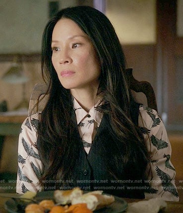 Joan's bird print shirt on Elementary