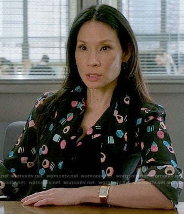 Joan’s licorice allsorts print blouse on Elementary